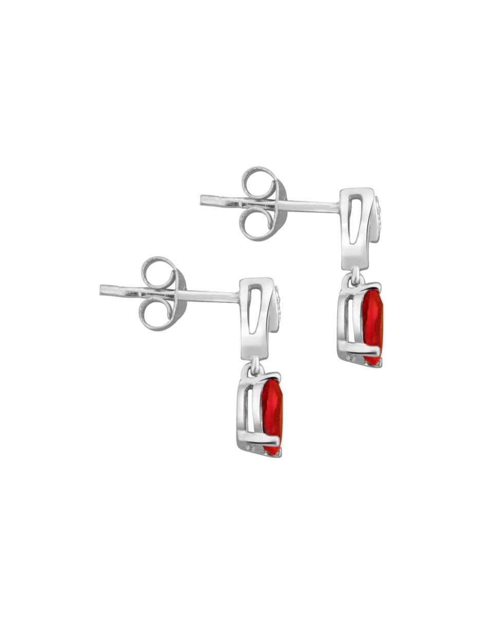 Aretes ovalados Serena de oro 14 K con acabado brillante rubí y diamante 2