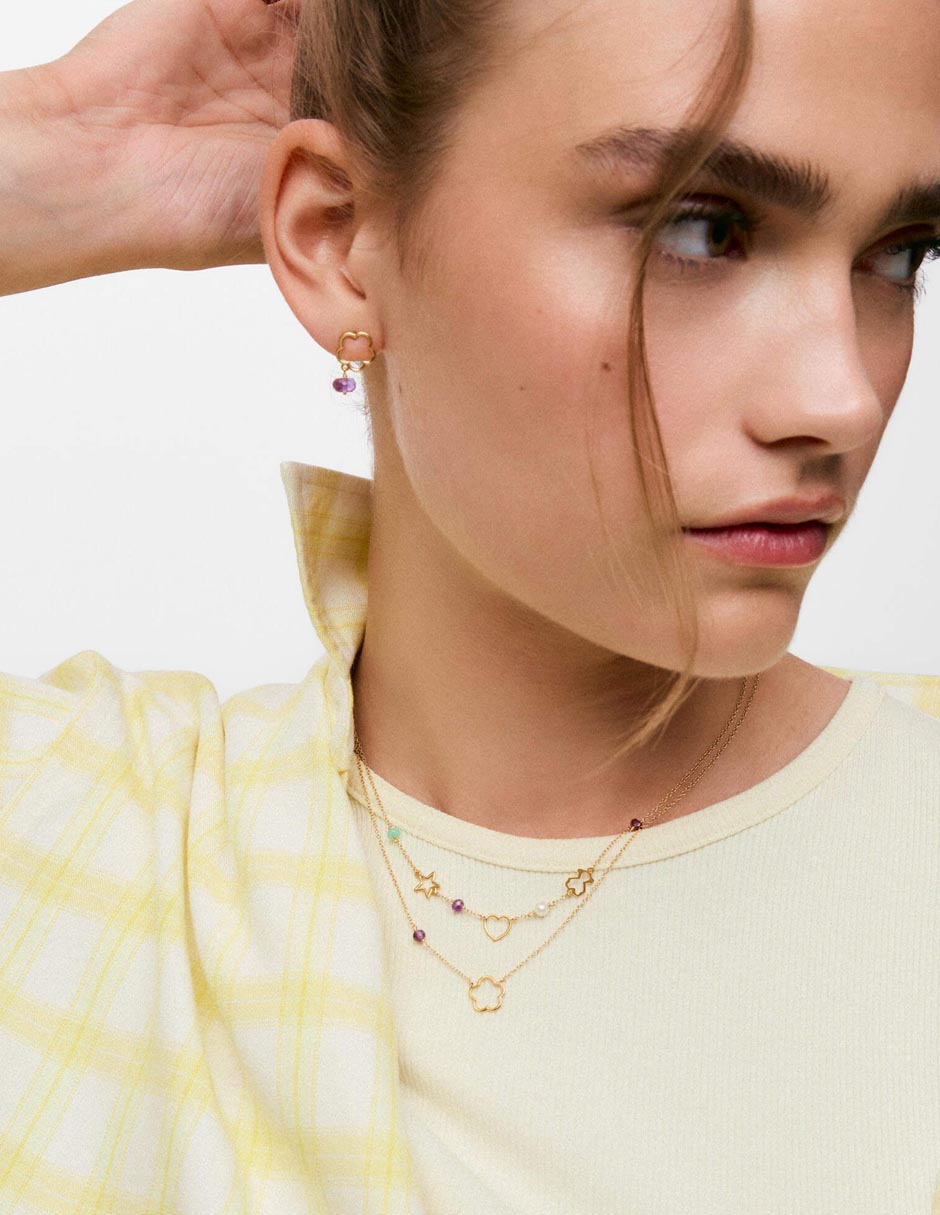 Collar con dije de Oso Infinity de oro amarillo 9 K 4