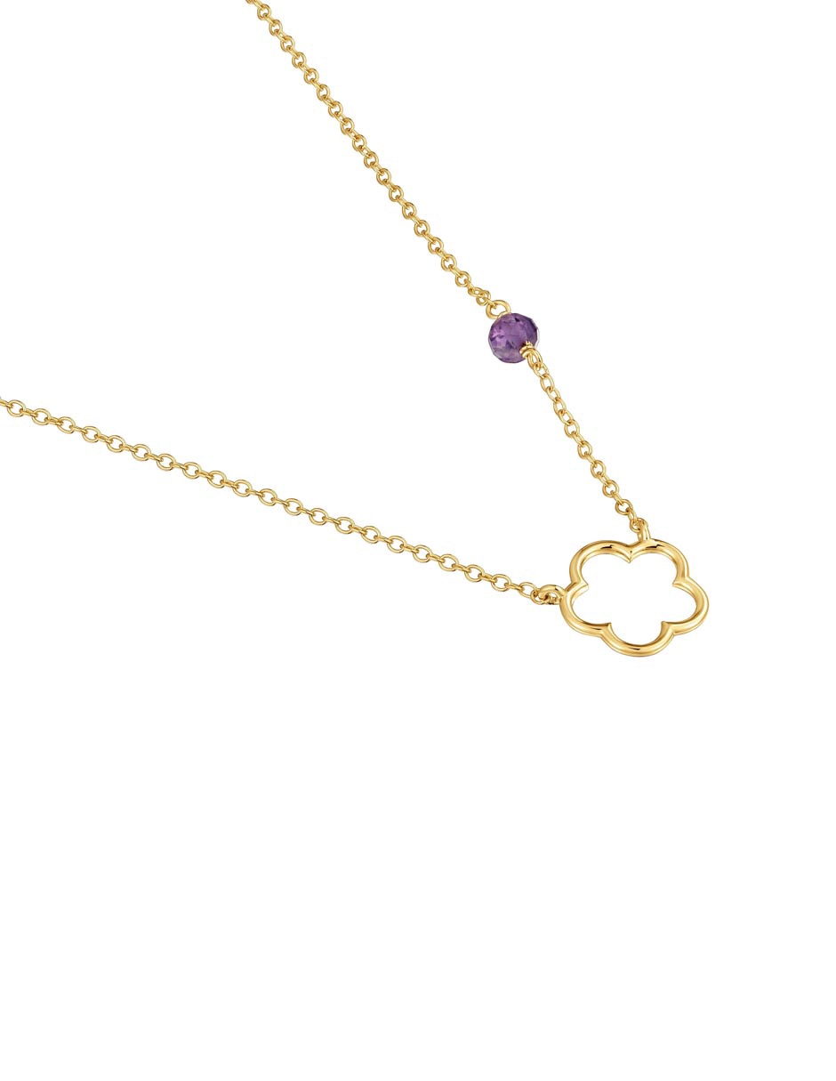 Collar con dije de Trébol de oro amarillo 9 K