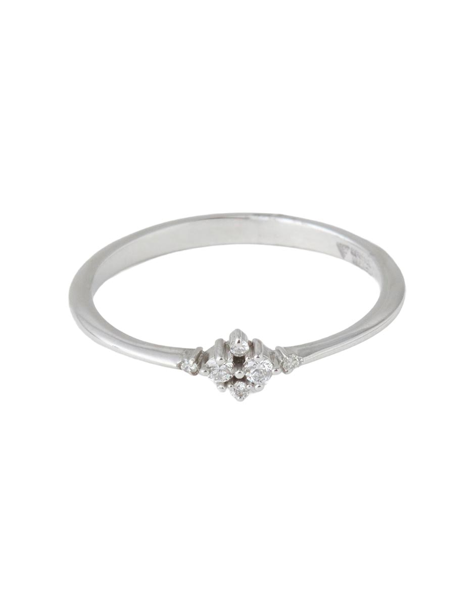 Anillo de compromiso de oro blanco 10 k diamante