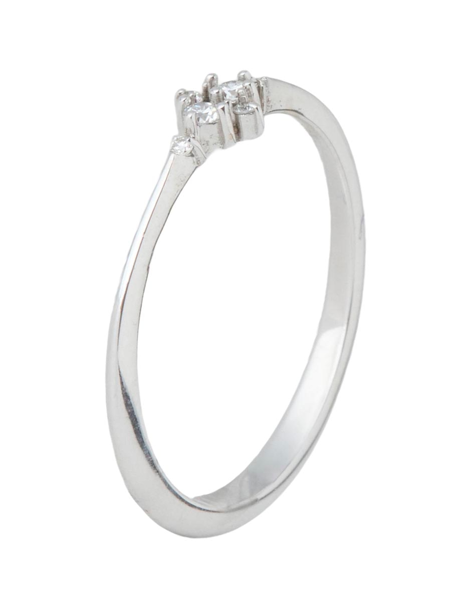 Anillo de compromiso de oro blanco 10 k diamante 3