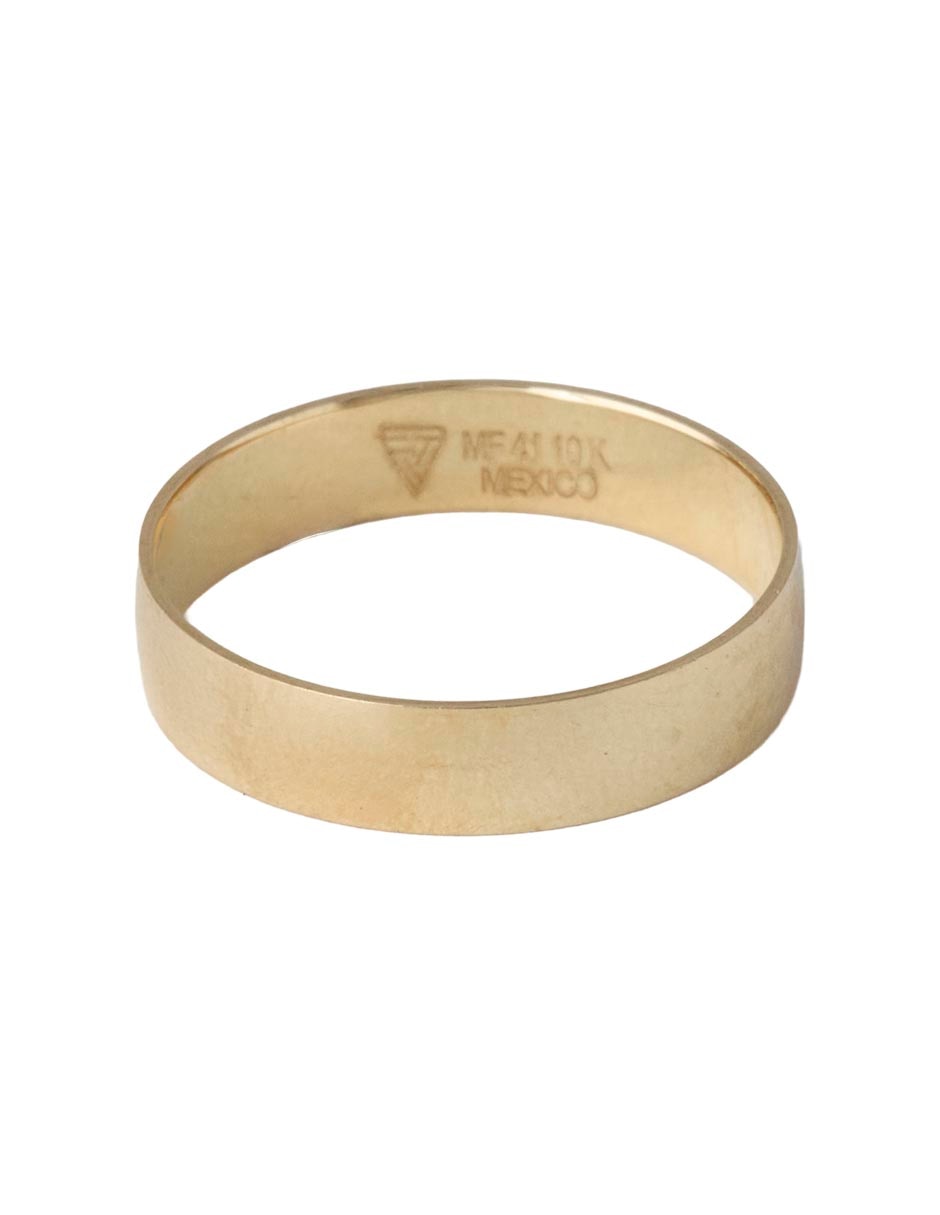 Anillo de oro amarillo de boda redondo brillante unisex