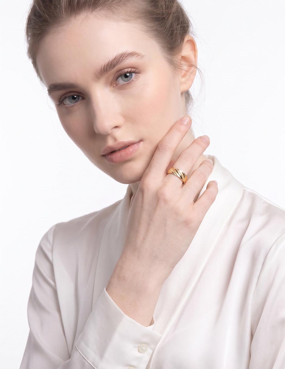 Anillo de oro amarillo de boda redondo brillante unisex 5