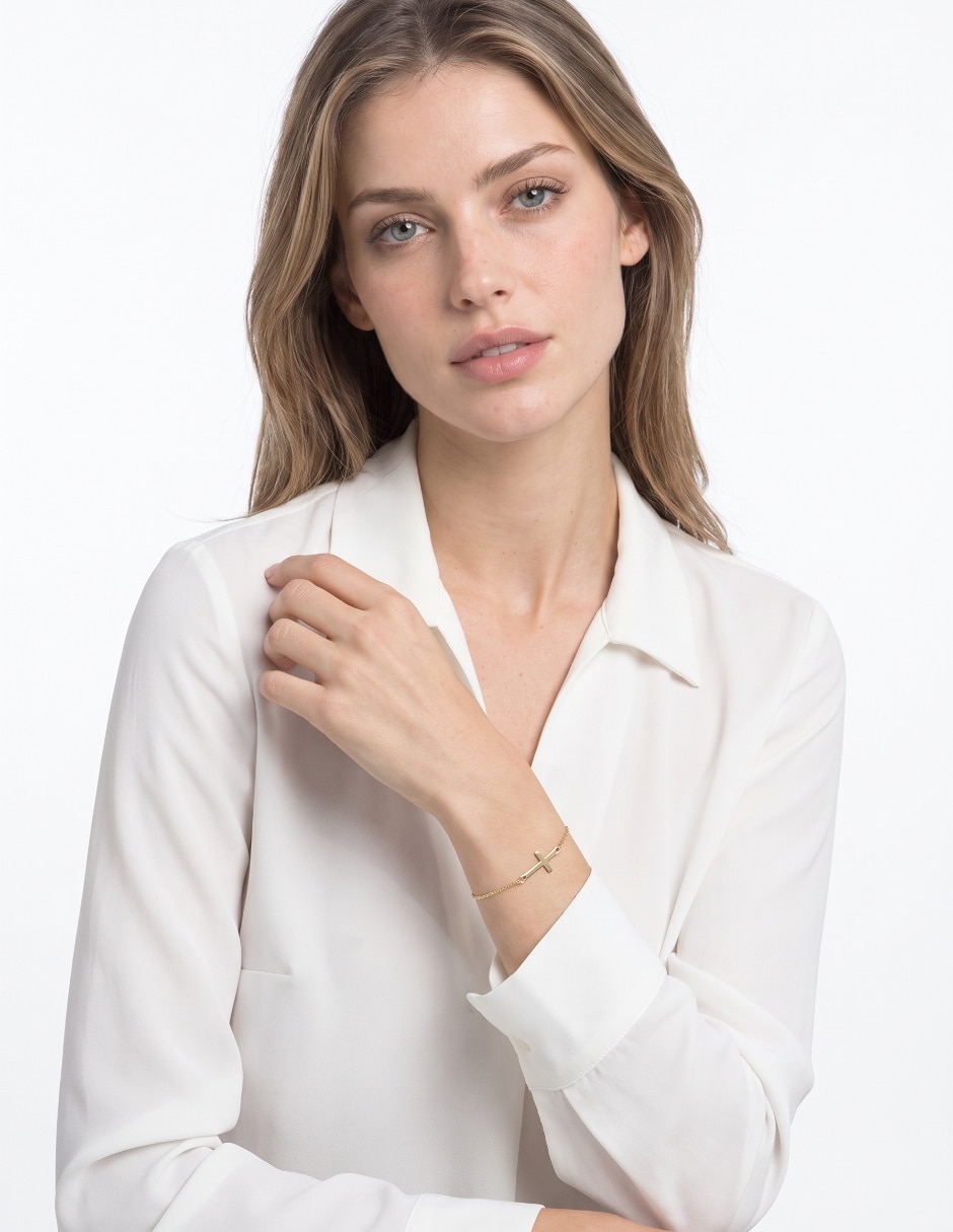 Pulsera de oro 14K Bracelet acabado semi mate 3