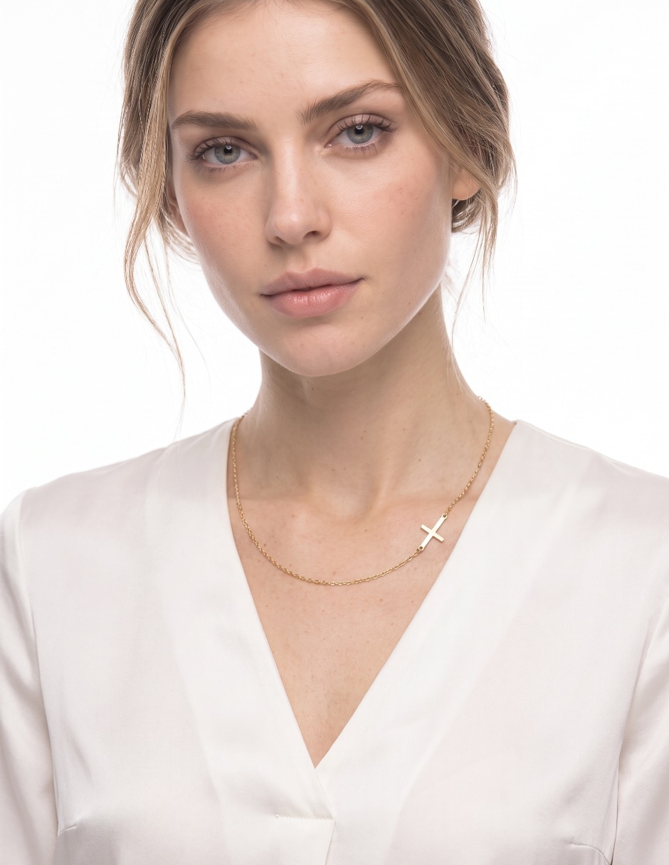 Collar de cruz oro amarillo 14 K 3