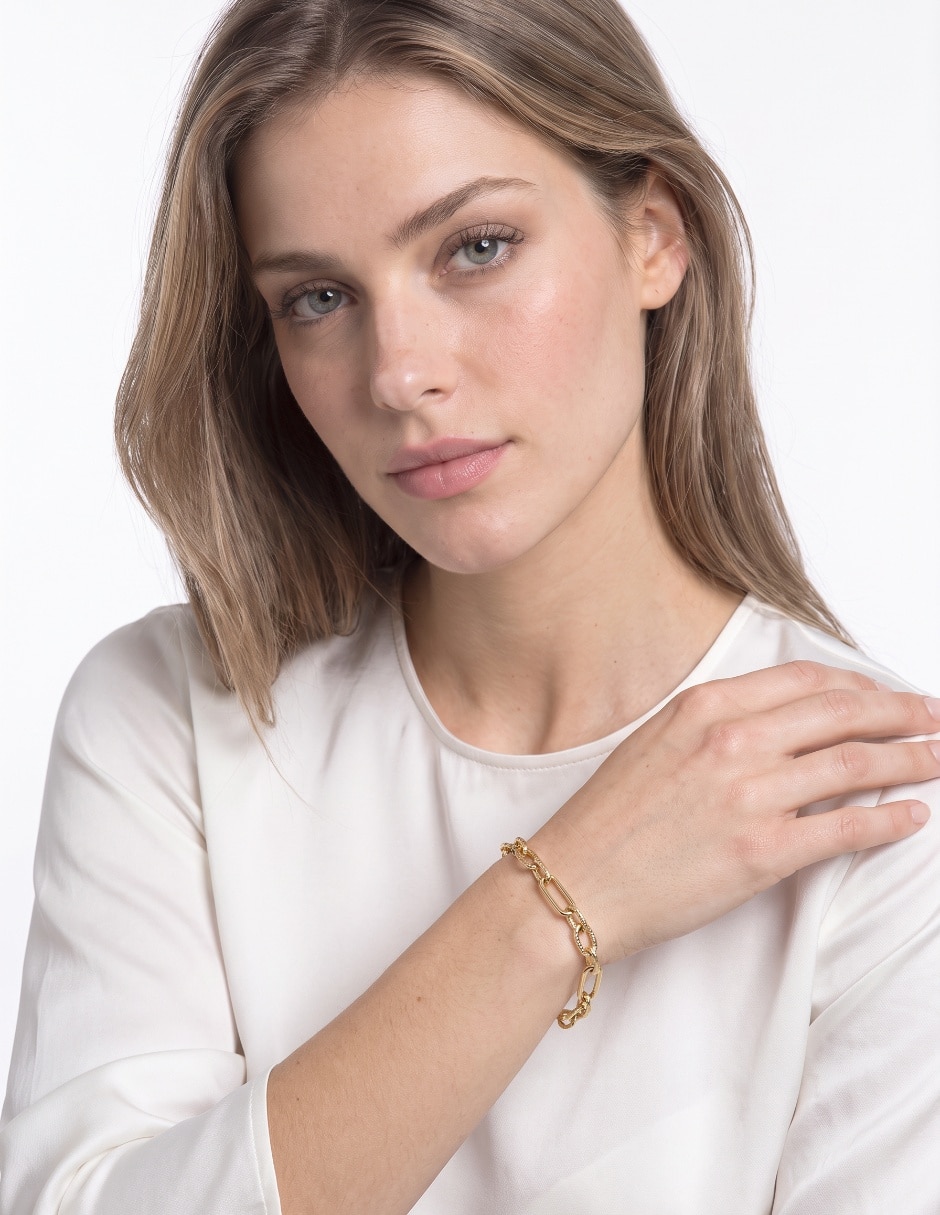 Pulsera de oro 14K Bracelet acabado semi brillante 3