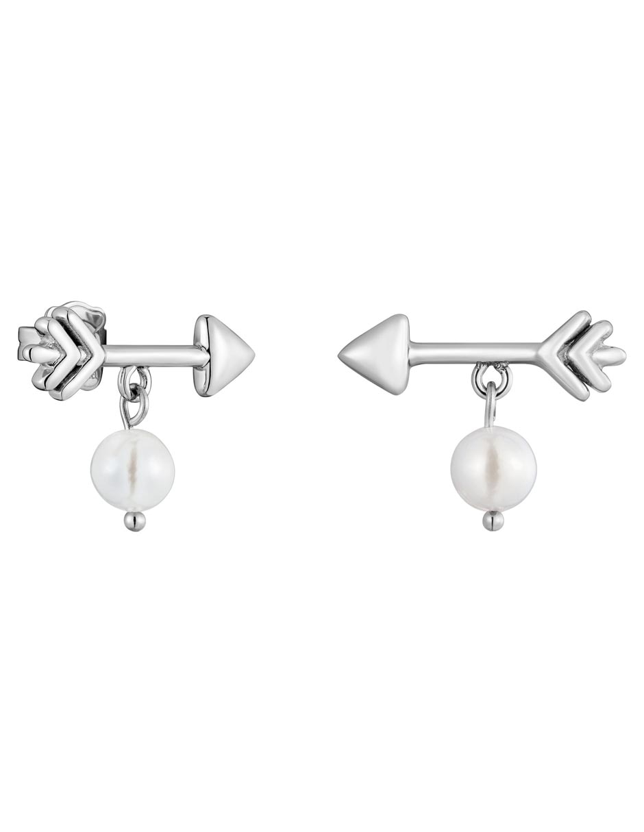 Broqueles Flecha Charming Steel con acabado brillante Perla 1