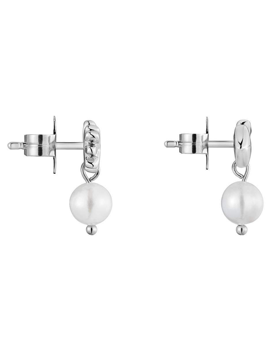 Broqueles Flecha Charming Steel con acabado brillante Perla