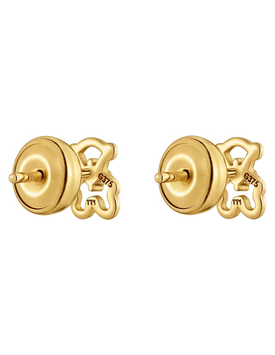 Broqueles Oso Kaos de Oro amarillo 9 K con acabado brillante Diamante 4