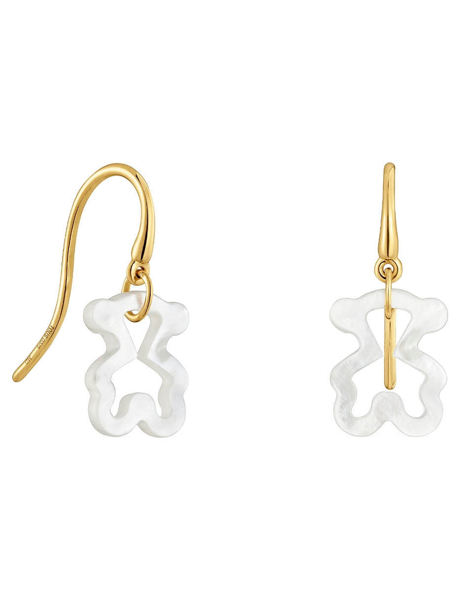 Aretes cortos Oso Caos Nácar de Oro amarillo 9 K con acabado brillante Nácar 1
