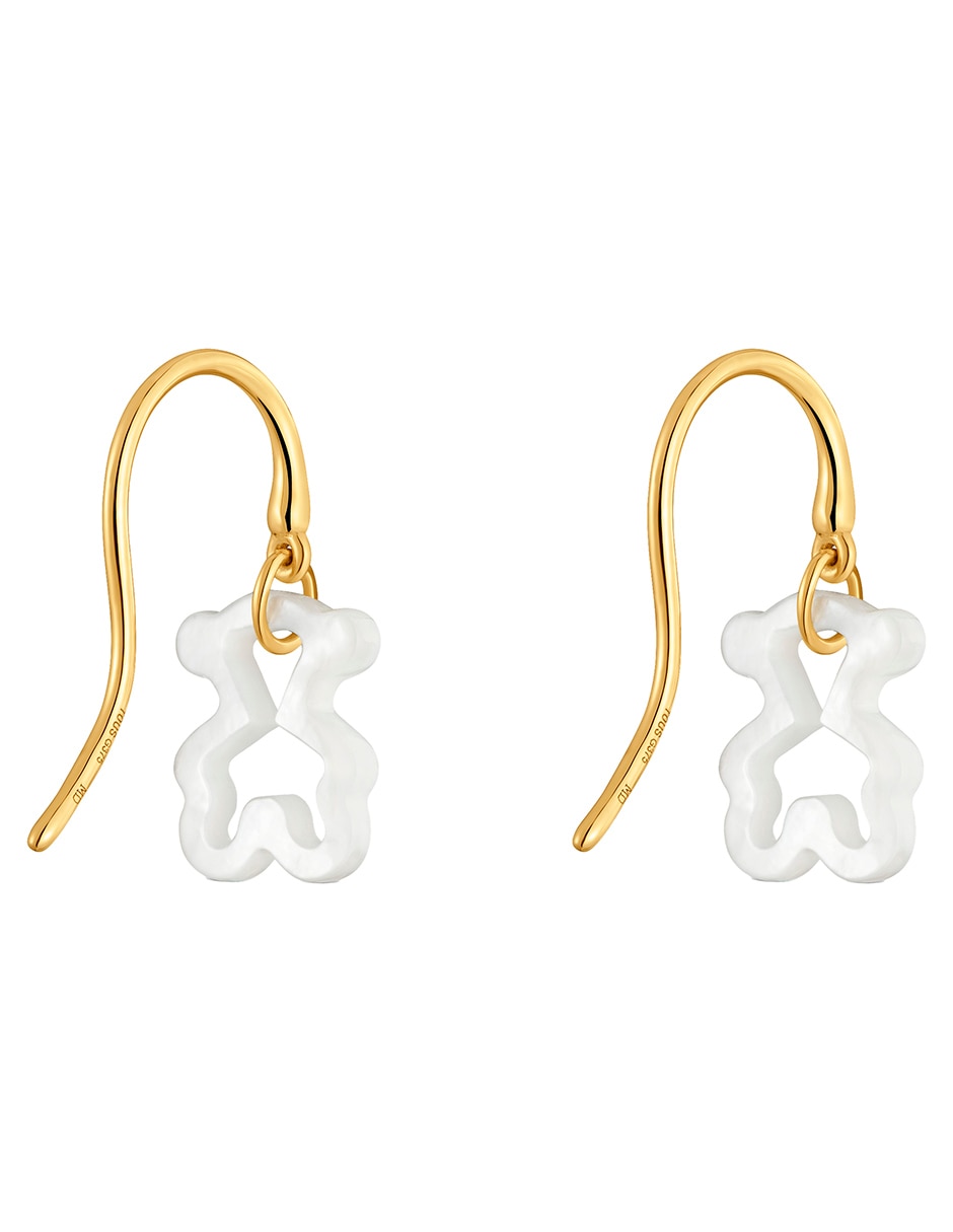 Aretes cortos Oso Caos Nácar de Oro amarillo 9 K con acabado brillante Nácar 4