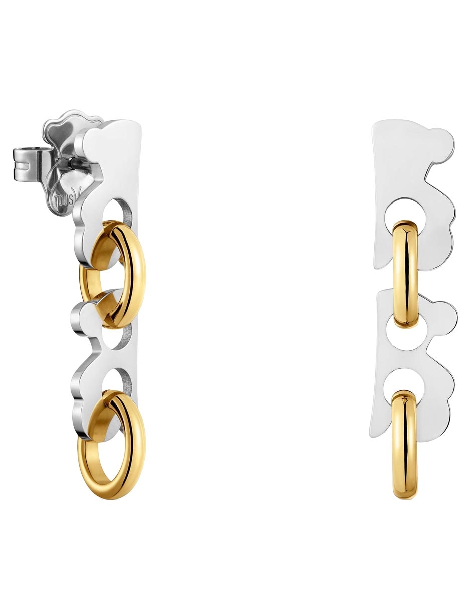 Aretes largos Oso Tous Half Bear   con acabado brillante
