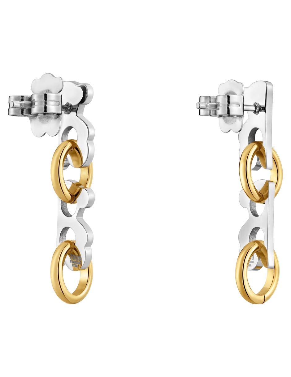 Aretes largos Oso Tous Half Bear   con acabado brillante
