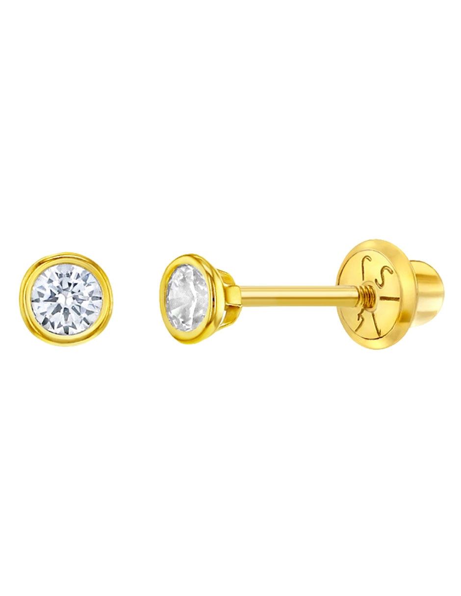 Broqueles redondos de oro amarillo 14 K con acabado mate