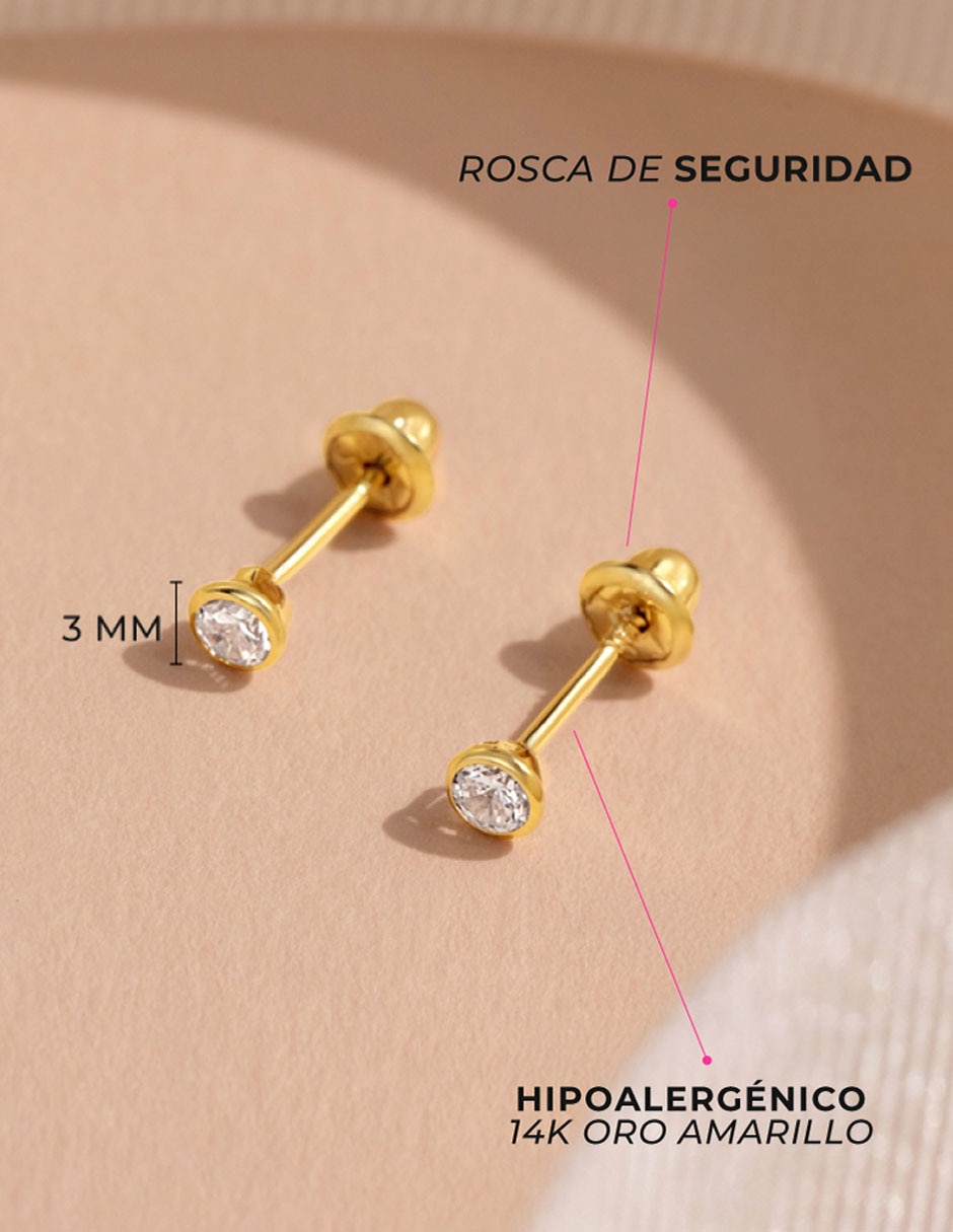 Broqueles redondos de oro amarillo 14 K con acabado mate 5