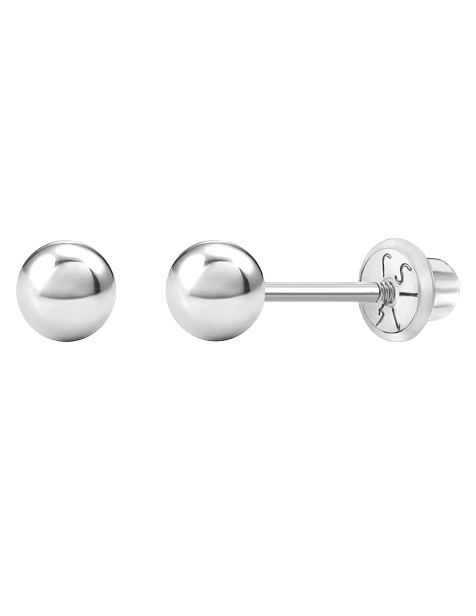 Broqueles redondos de oro blanco 14 K con acabado pulido Broqueles redondos de oro blanco 14 K con acabado pulido