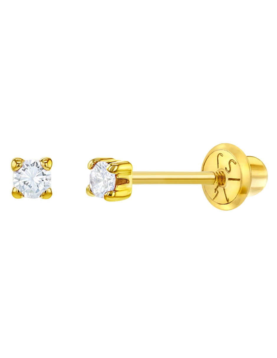 Broqueles redondos de oro amarillo 14 K con acabado pulido