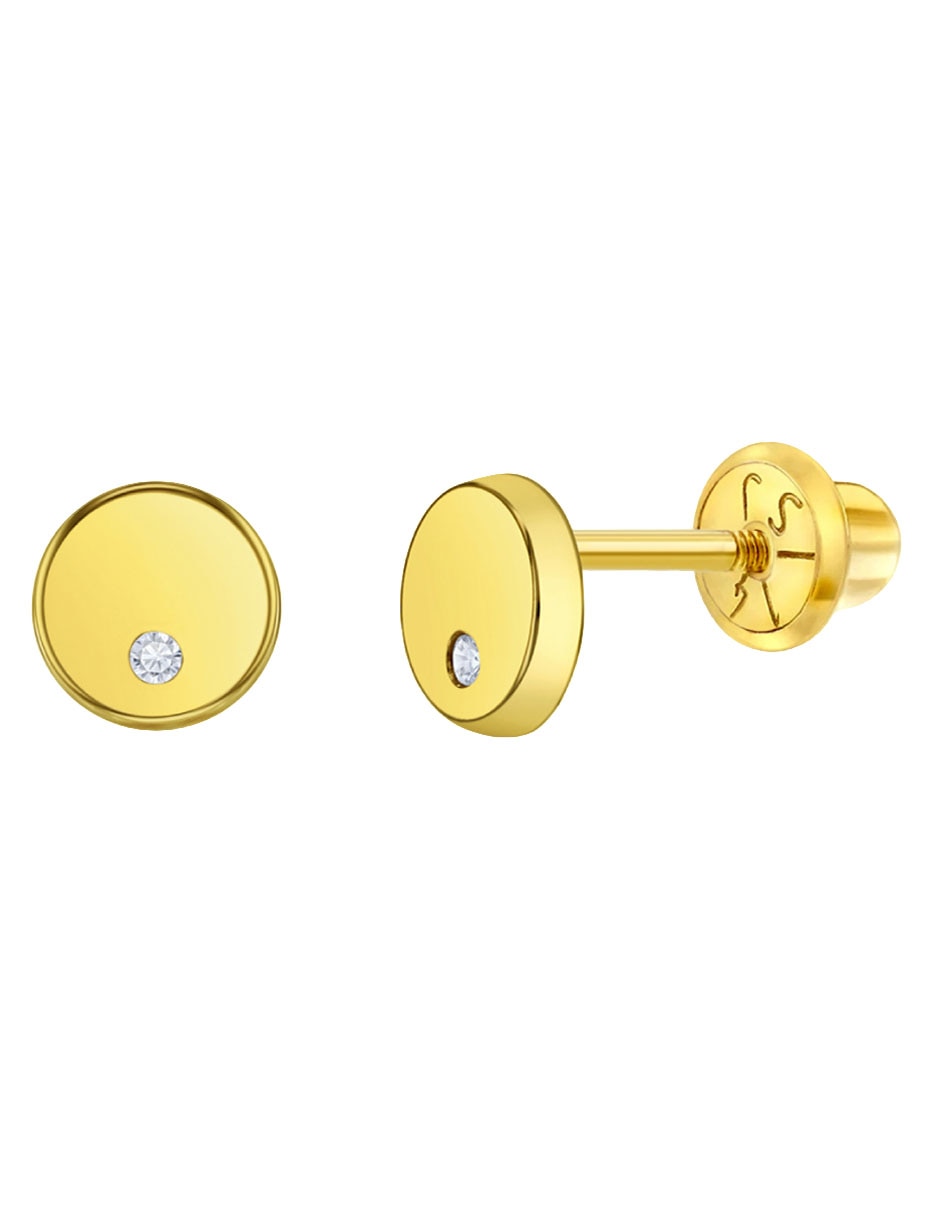 Broqueles redondos de oro amarillo 14 K con acabado pulido 2