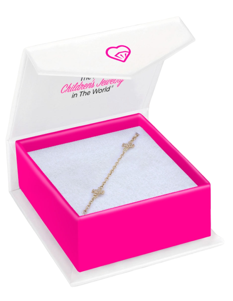 Pulsera de oro amarillo con zirconia 14 K acabado brillante 4