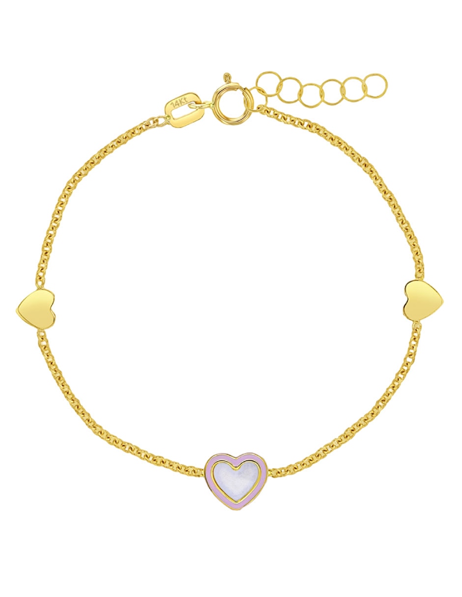 Pulsera de oro amarillo con zirconia 14 K acabado pulido