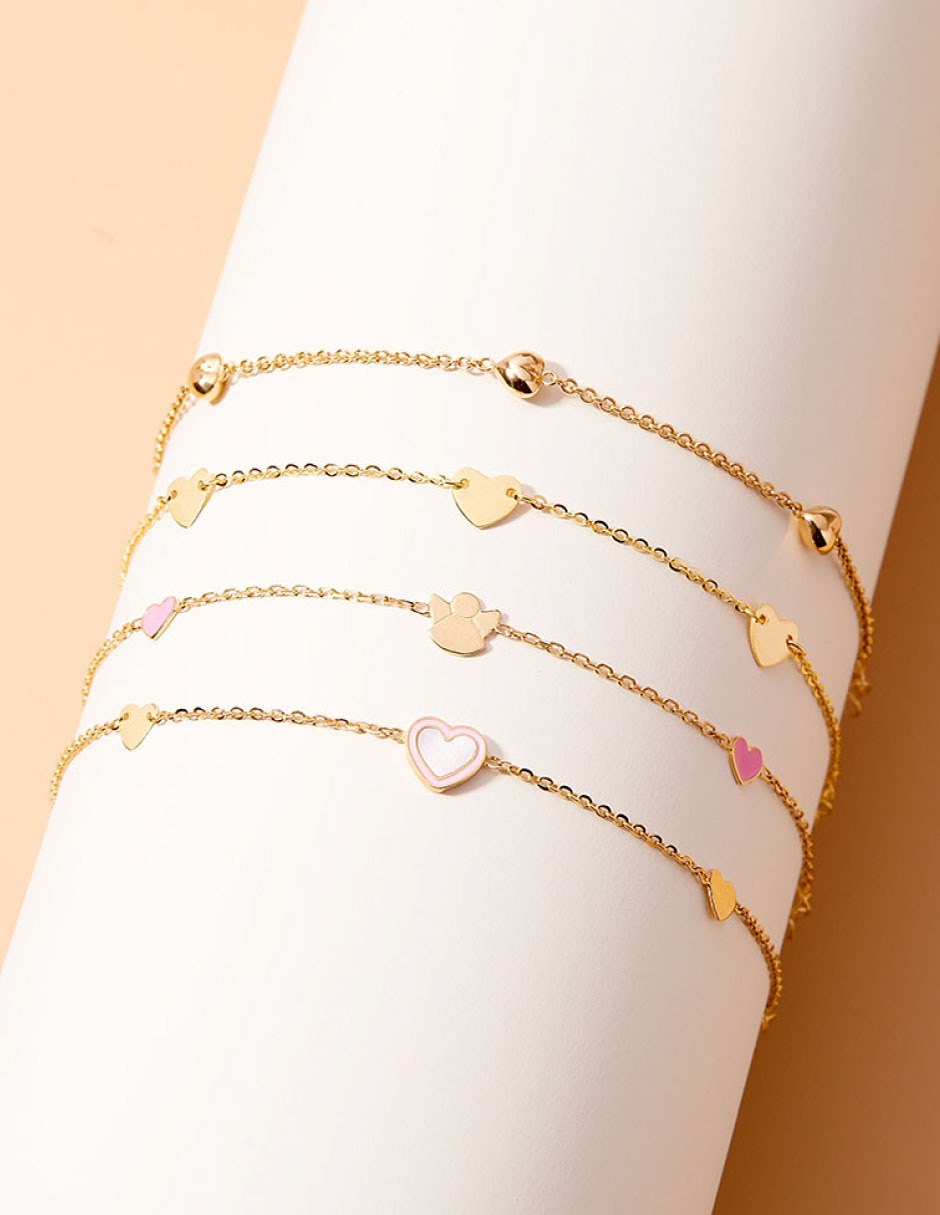Pulsera de oro amarillo con zirconia 14 K acabado pulido 4