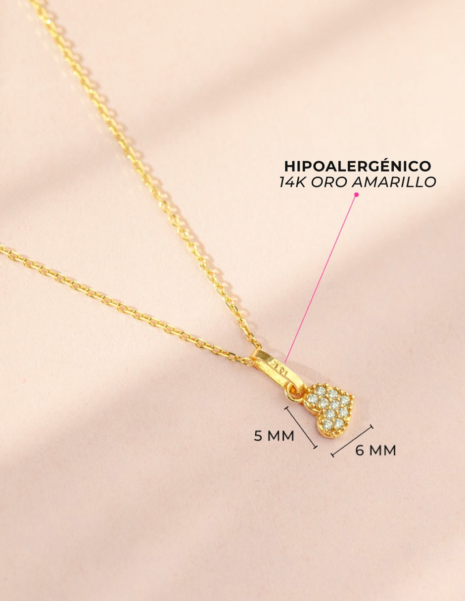 Collar corazón de oro amarillo 14 K 5