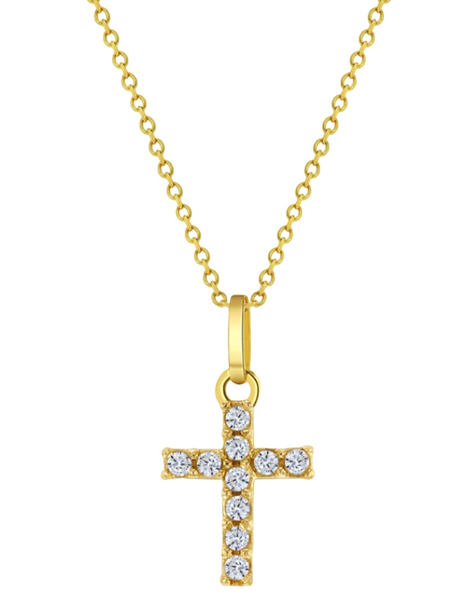 Collar de cruz de oro amarillo 14 K