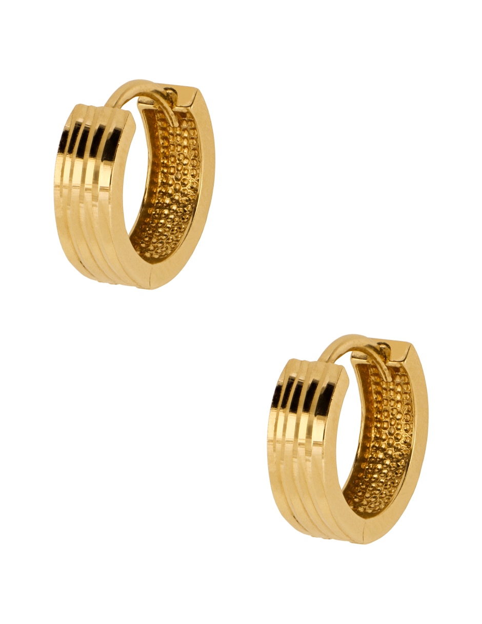 Aretes de oro amarillo 14 k con acabado diamantado 4