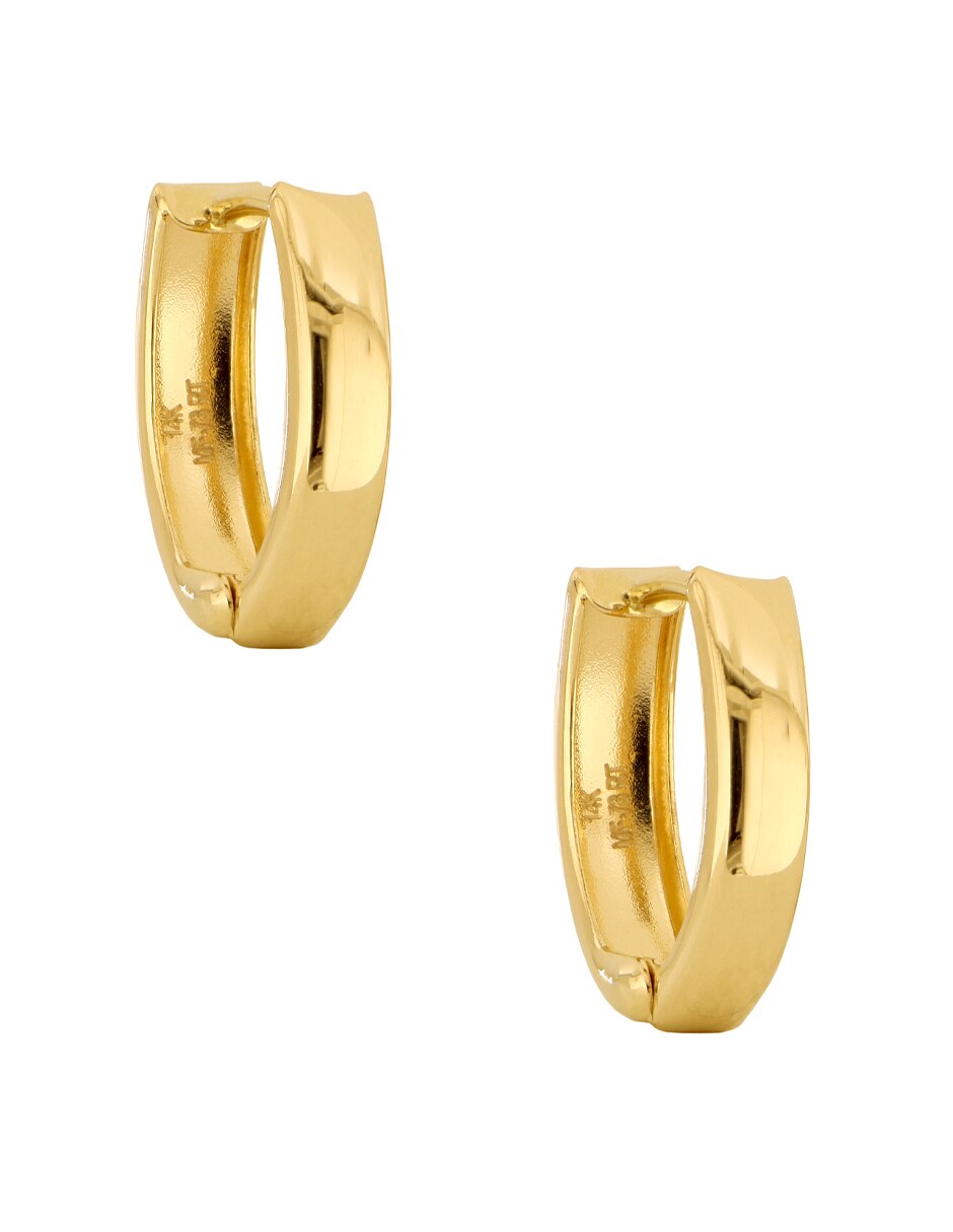 Aretes de oro amarillo 14 k con acabado liso 2