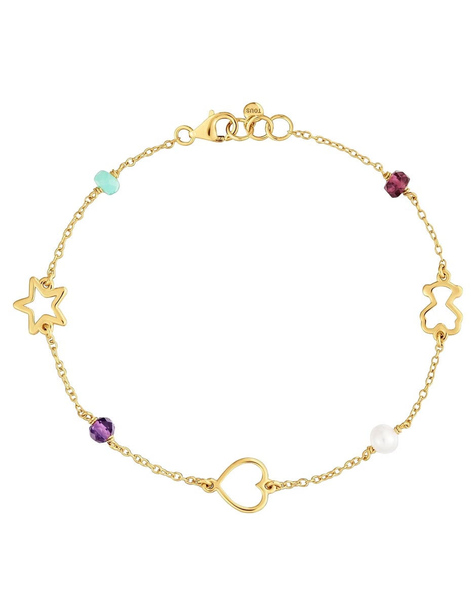 Pulsera de oro amarillo con crisoprasa 9 K Silueta acabado brillante 1