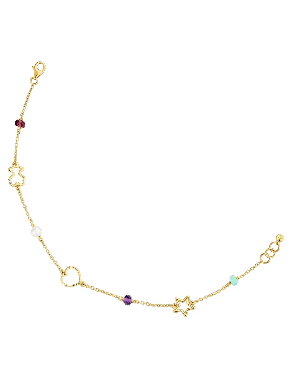 Pulsera de oro amarillo con crisoprasa 9 K Silueta acabado brillante