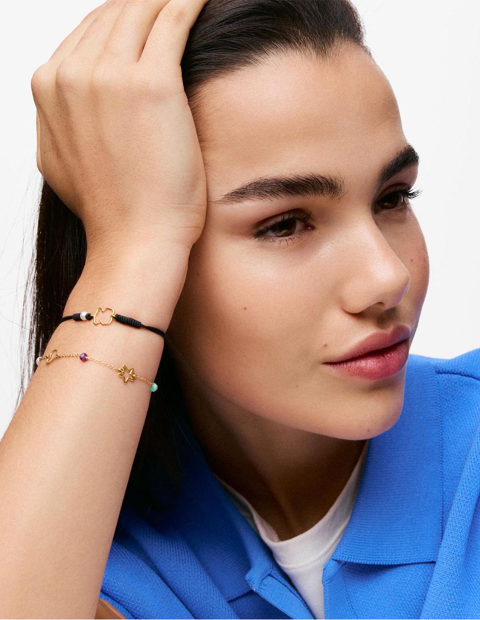 Pulsera de oro amarillo con crisoprasa 9 K Silueta acabado brillante 5