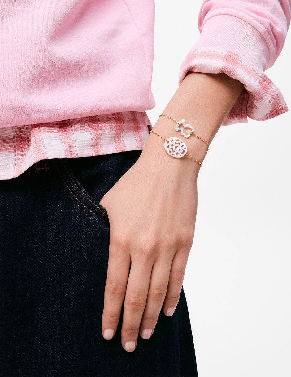 Pulsera Tous de oro amarillo con nácar 9 K Kaos acabado brillante