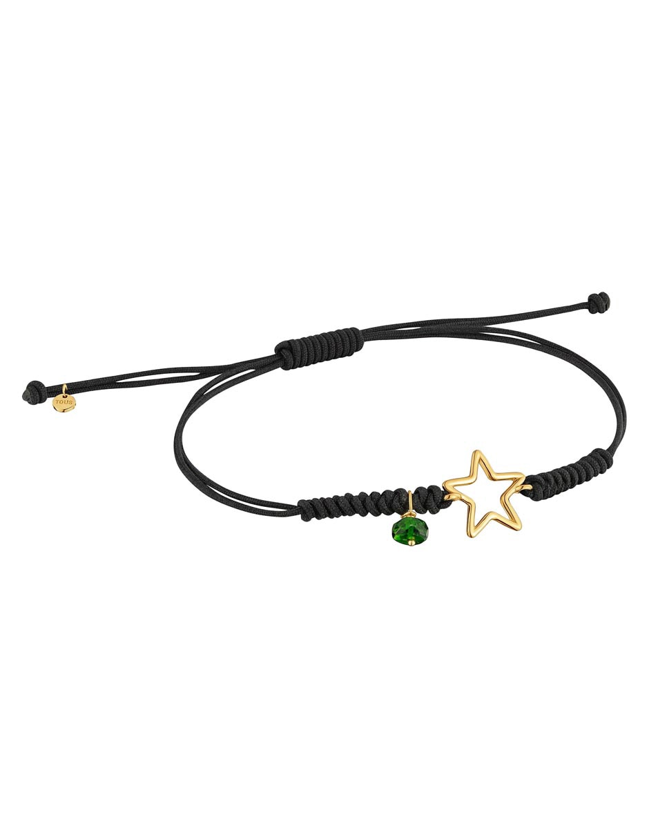 Pulsera de oro con cromodiópsido 9 k acabado brillante