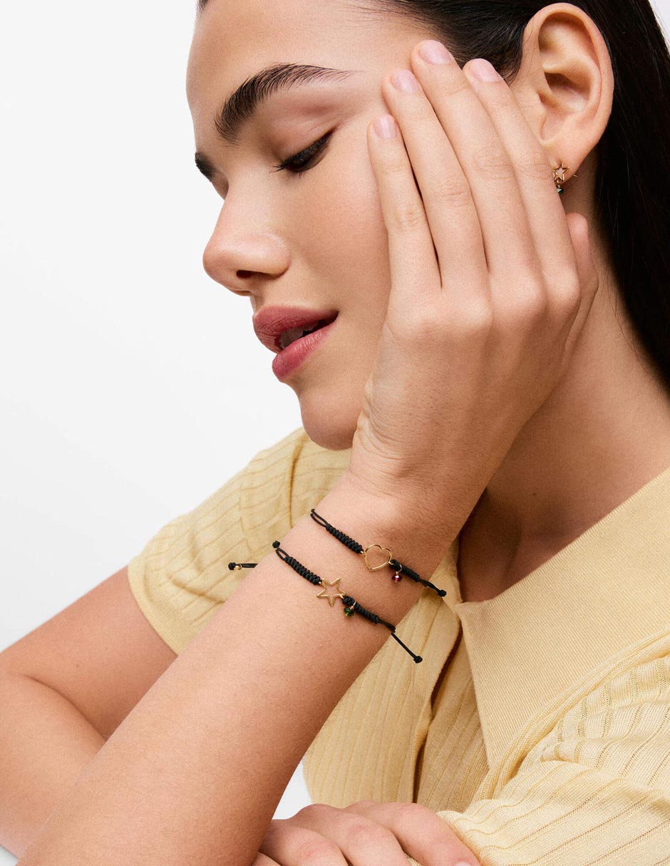 Pulsera de oro con cromodiópsido 9 k acabado brillante 3
