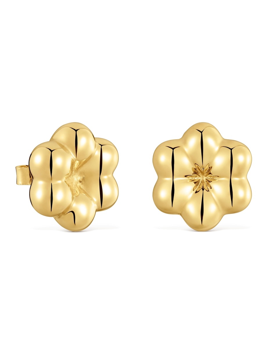 Aretes cortos Bold Motif de plata Vermeil con acabado baño de oro 1