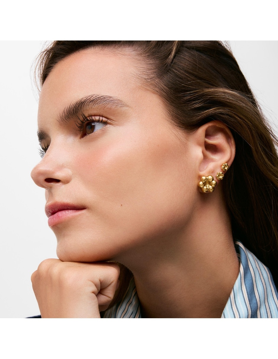 Aretes cortos Bold Motif de plata Vermeil con acabado baño de oro 3