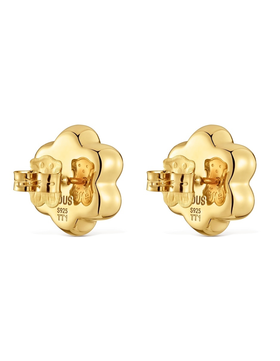 Aretes cortos Bold Motif de plata Vermeil con acabado baño de oro 4
