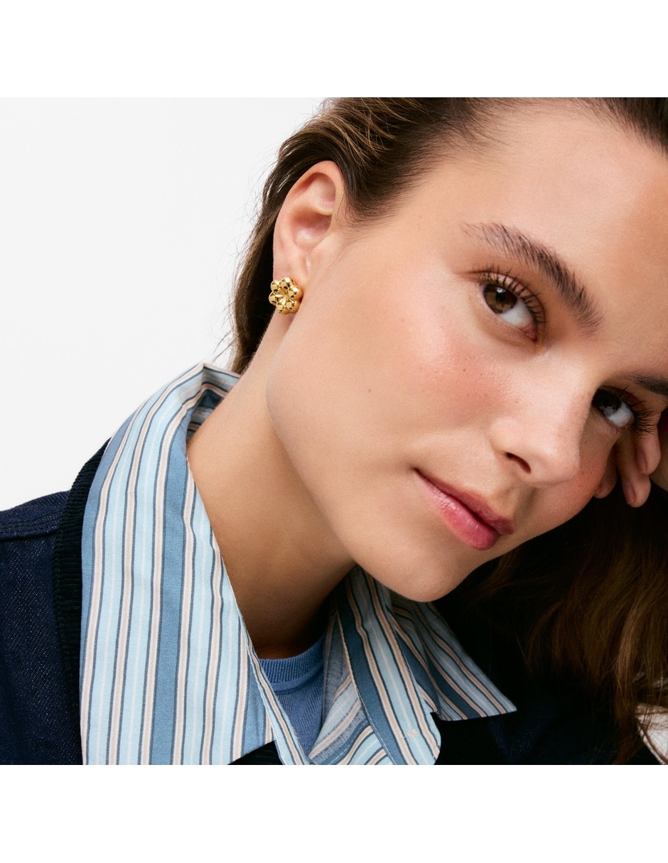 Aretes cortos Bold Motif de plata Vermeil con acabado baño de oro
