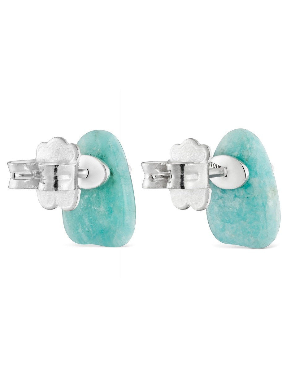 Aretes cortos de fantasma boo de plata con acabado amazonita 2
