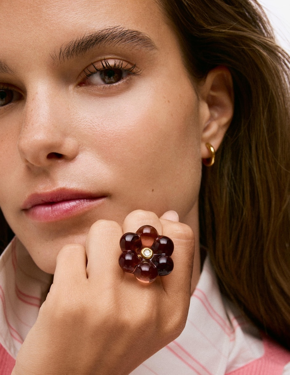Anillo de flor bold motif topacio 3