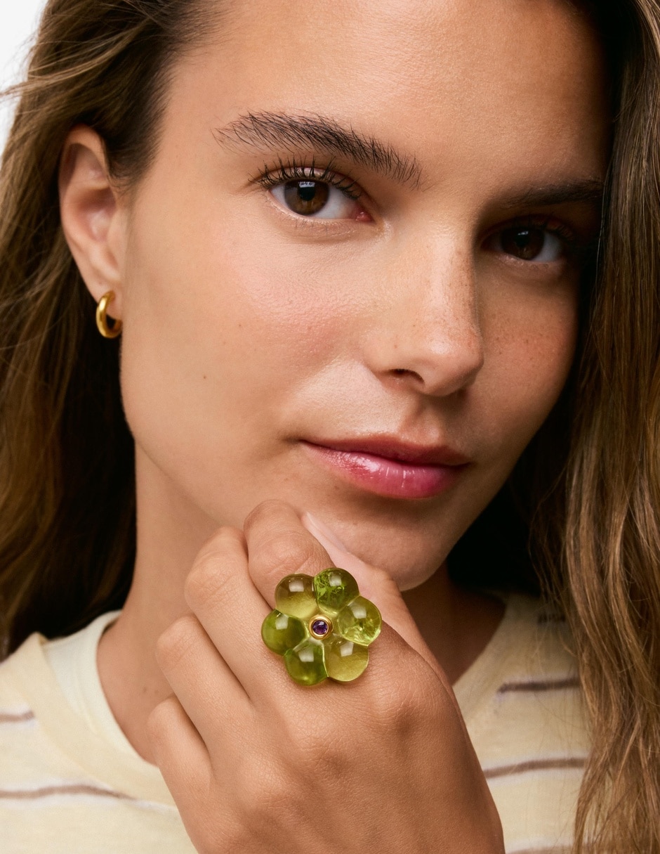 Anillo de flor bold motif amatista 3