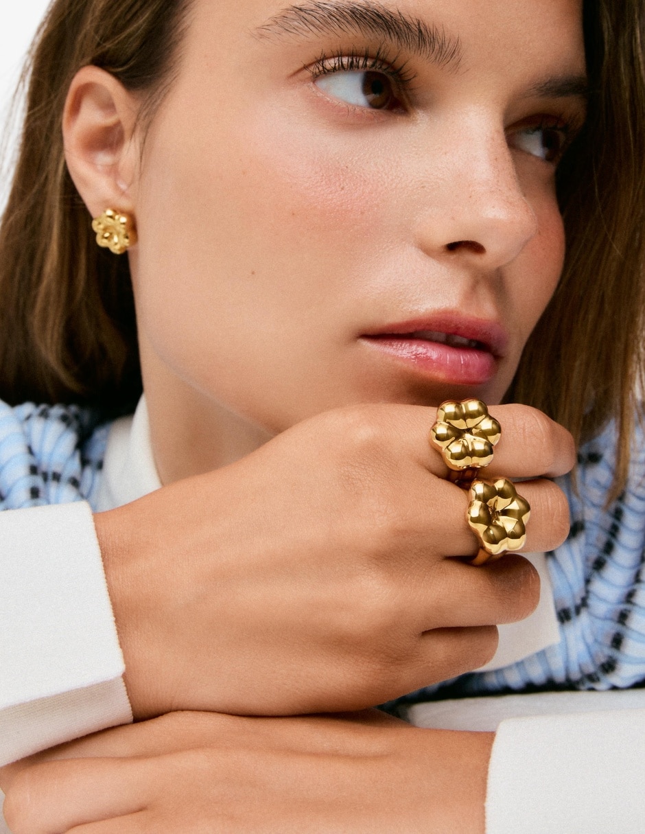 Anillo de flor bold motif 18 k de plata vermeil baño de oro 3