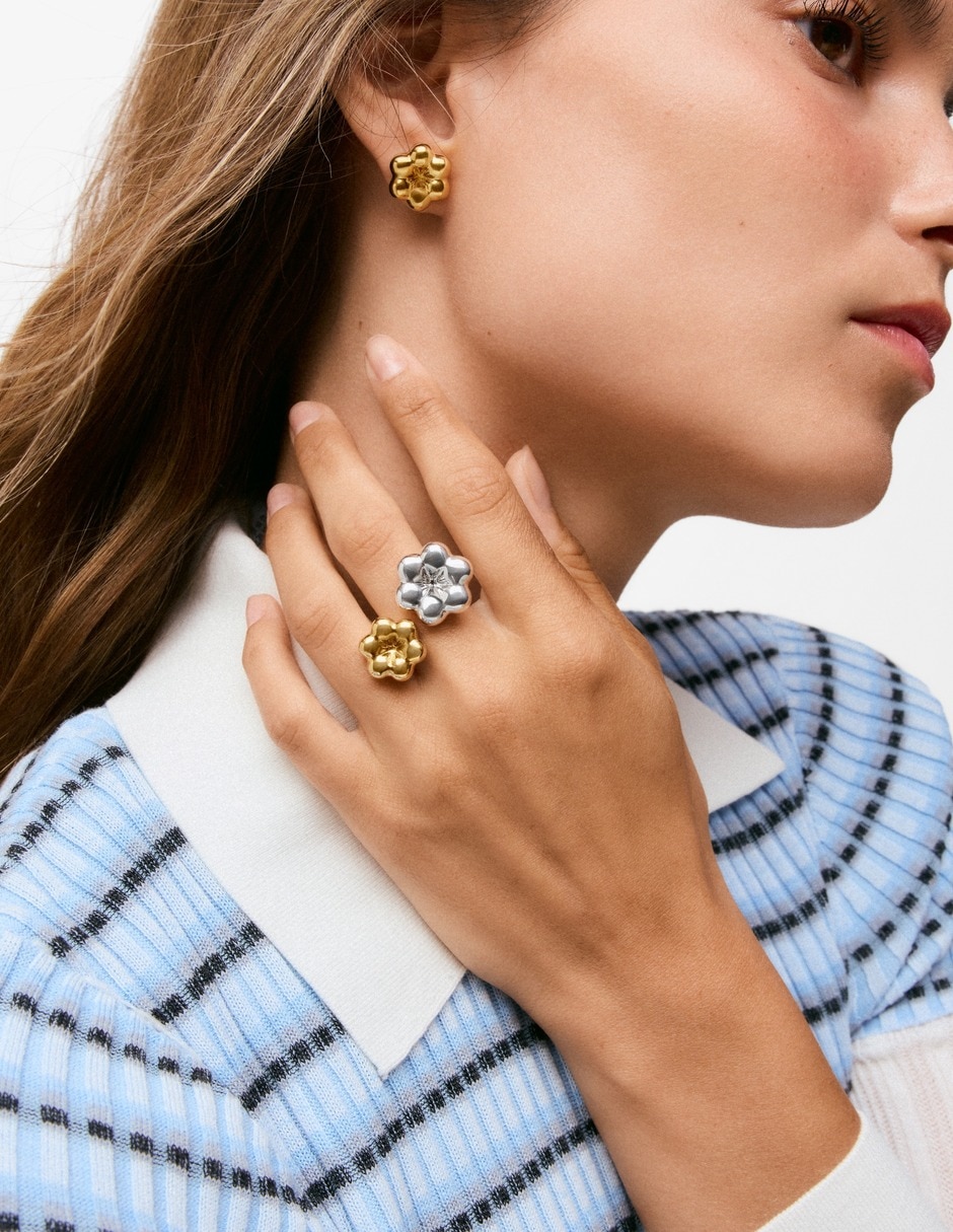 Anillo de flor bold motif 18 k de plata vermeil baño de oro 3