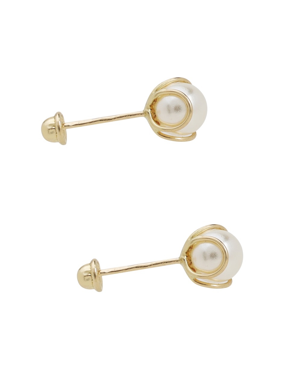 Broqueles de (si aplica) Circular No aplica SIN FAMILIA de Oro 14 K con acabado Espejo Perla 3