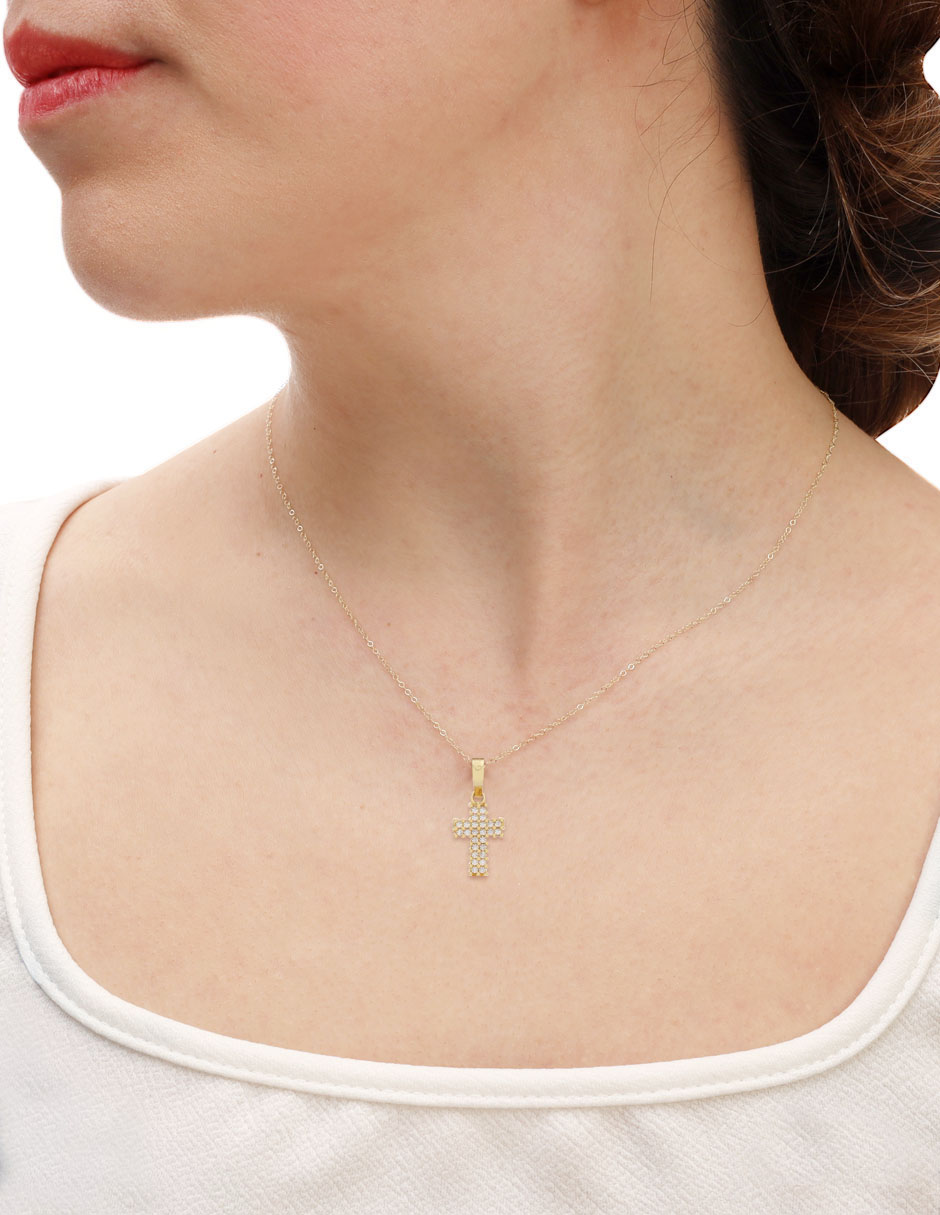 Collar de cruz de oro 14 k 2