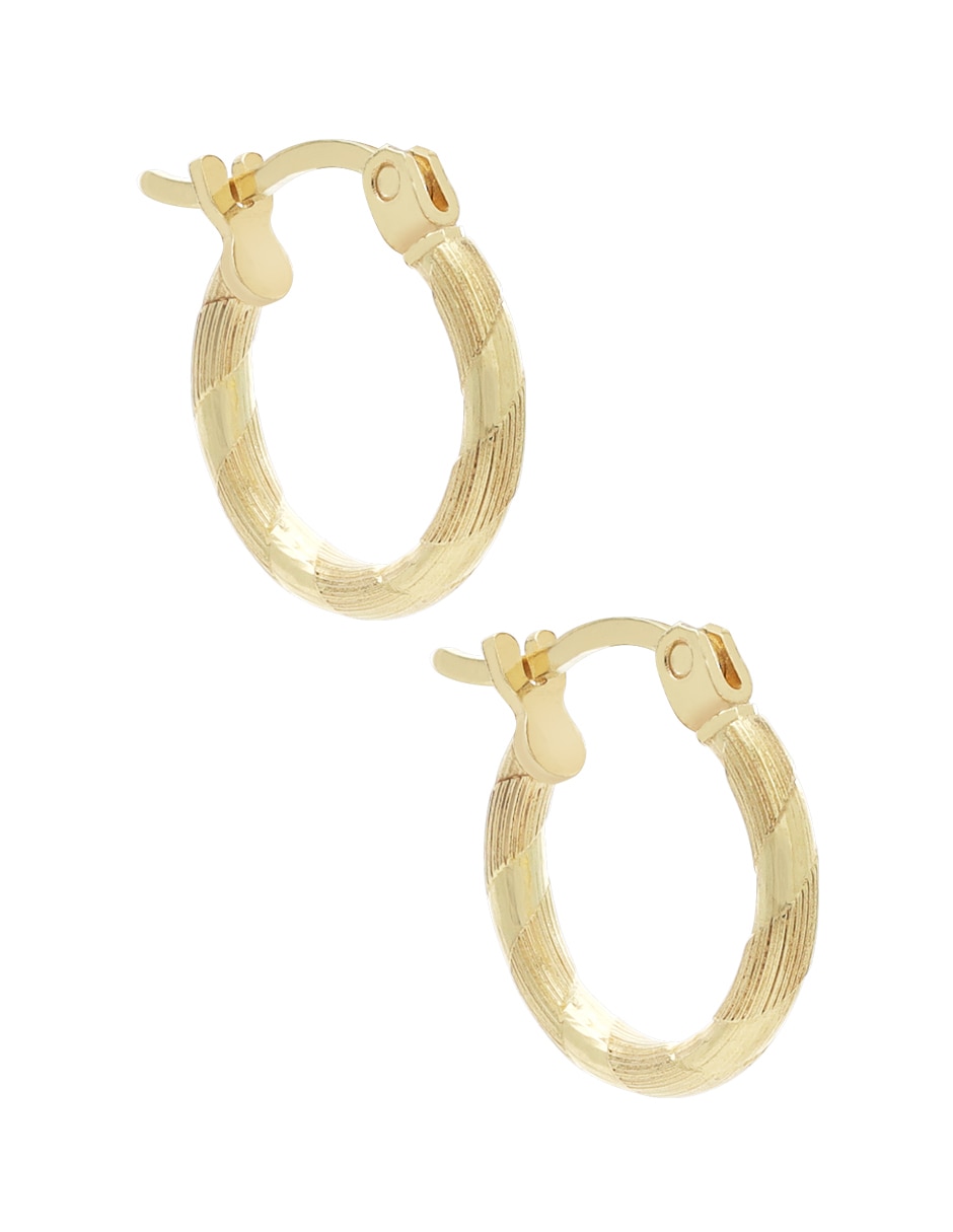 Arracadas de oro 14 k con acabado diamantado