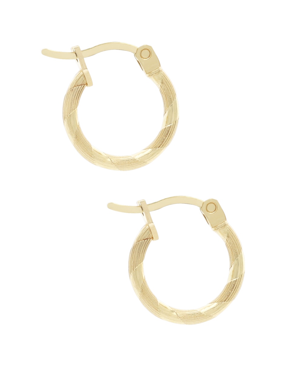 Arracadas de oro 14 k con acabado diamantado
