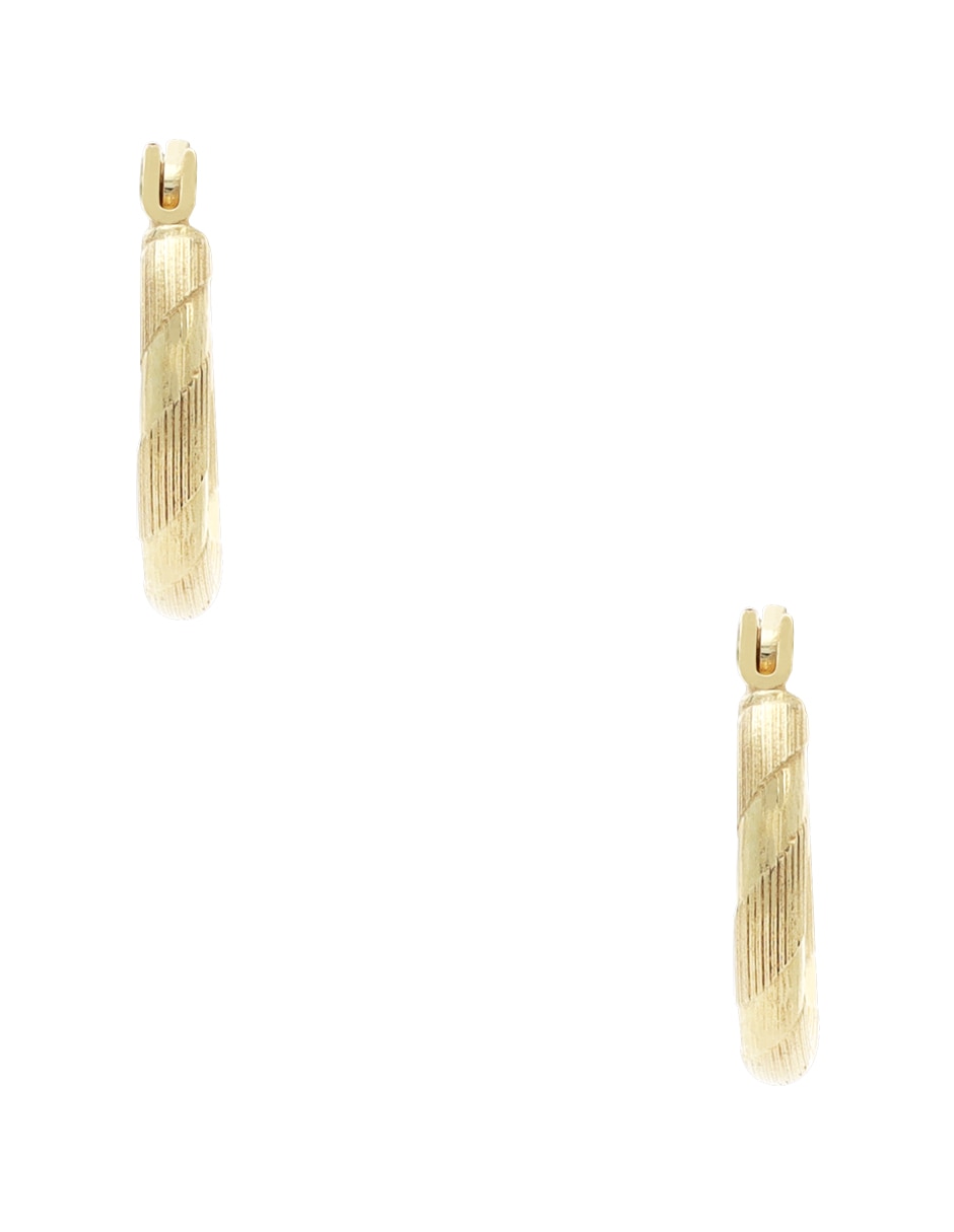 Arracadas de oro 14 k con acabado diamantado