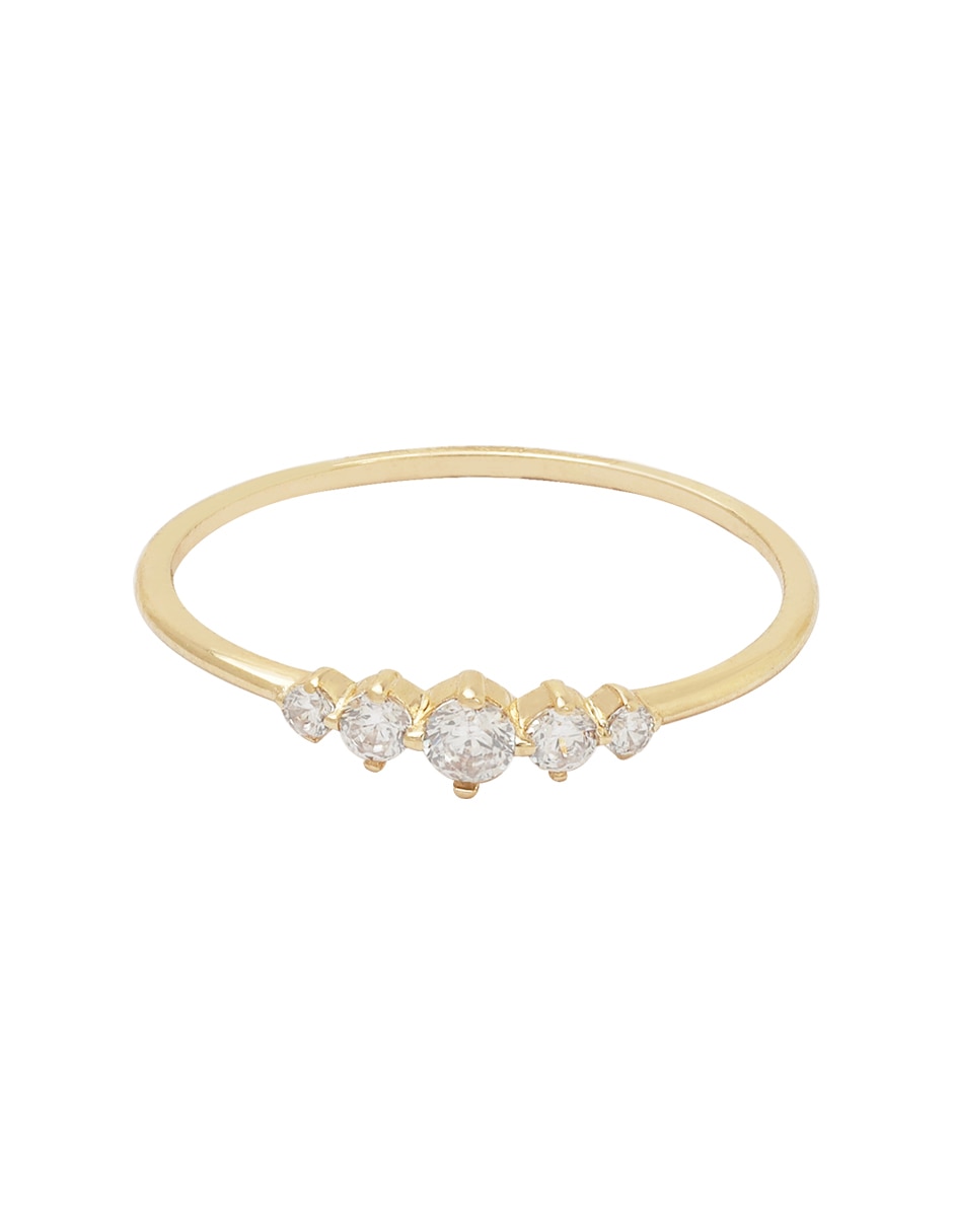 Anillo 14 k de oro zirconia brillante